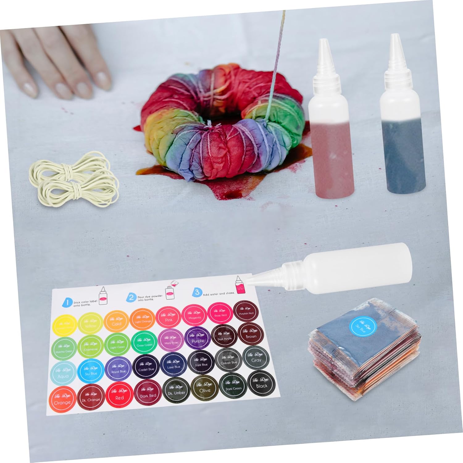 Tie Dye Powder Kit with 24 Bright Colors, Permanent Fabric Dyeing Powder for Adults, Suitable for Scarves and Shorts, for Tie Dye Parties and DIY Projects