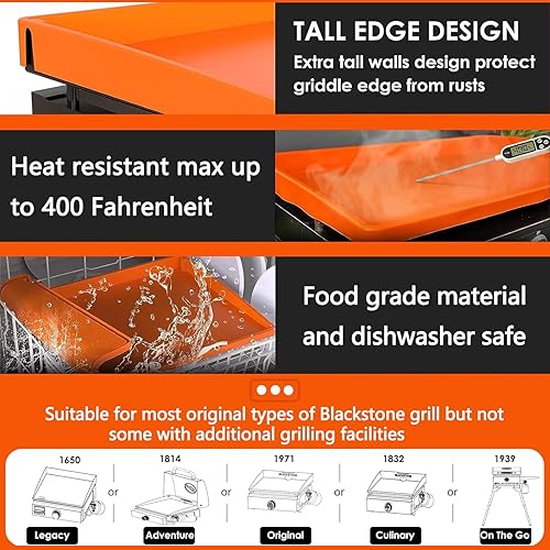 Miniatura 6 de Alfombrilla de silicona para parrilla Blackstone de 17 pulgadas, de pared alta y completa, resistente, de grado alimenticio, alfombrilla de