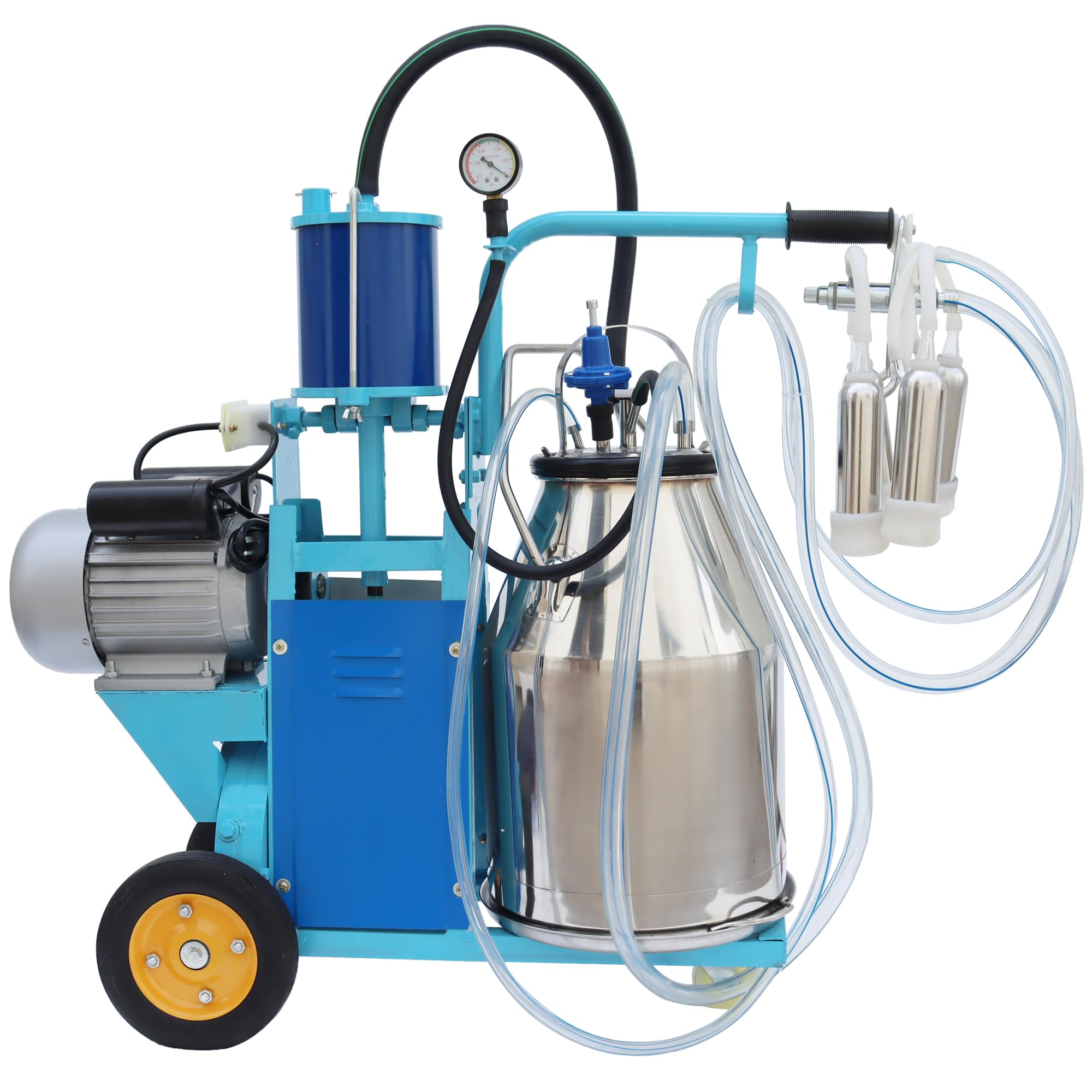 HQHAOTWU Milking Machine for Goats Cows Electric Milking Machine 25L Electric Vacuum Piston Milking Machine Suction Pump Milker 304 Stainless Steel