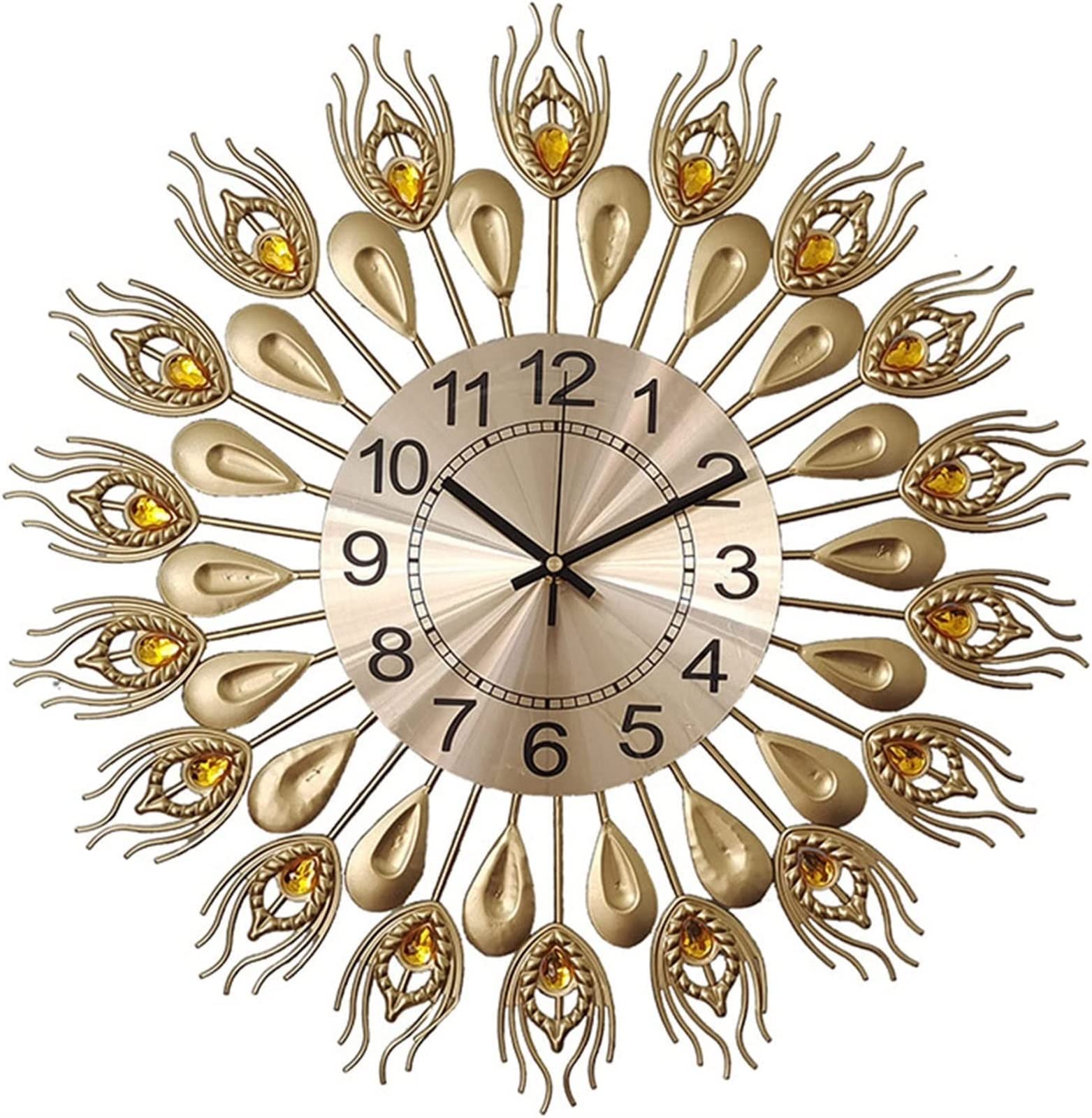 SaryEdge 48Cm Round Wall Clocks for Living Room Large Fashion Metal 3D Art Design Silent Non Ticking Quartz Clock Creativity Watches,