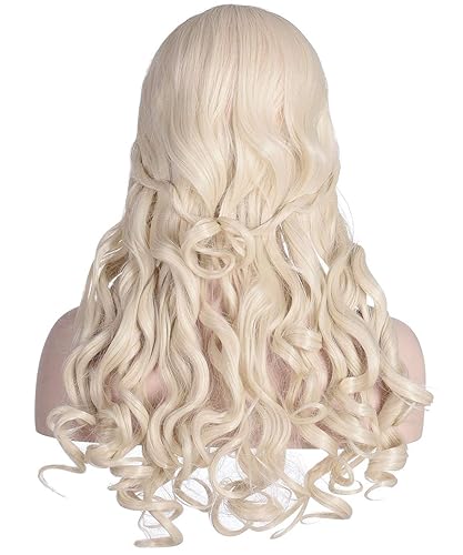 Miniatura 4 de Morvally Cabello rubio sintético rizado a mano largo para cosplay disfraz de fiesta de Halloween para adultos