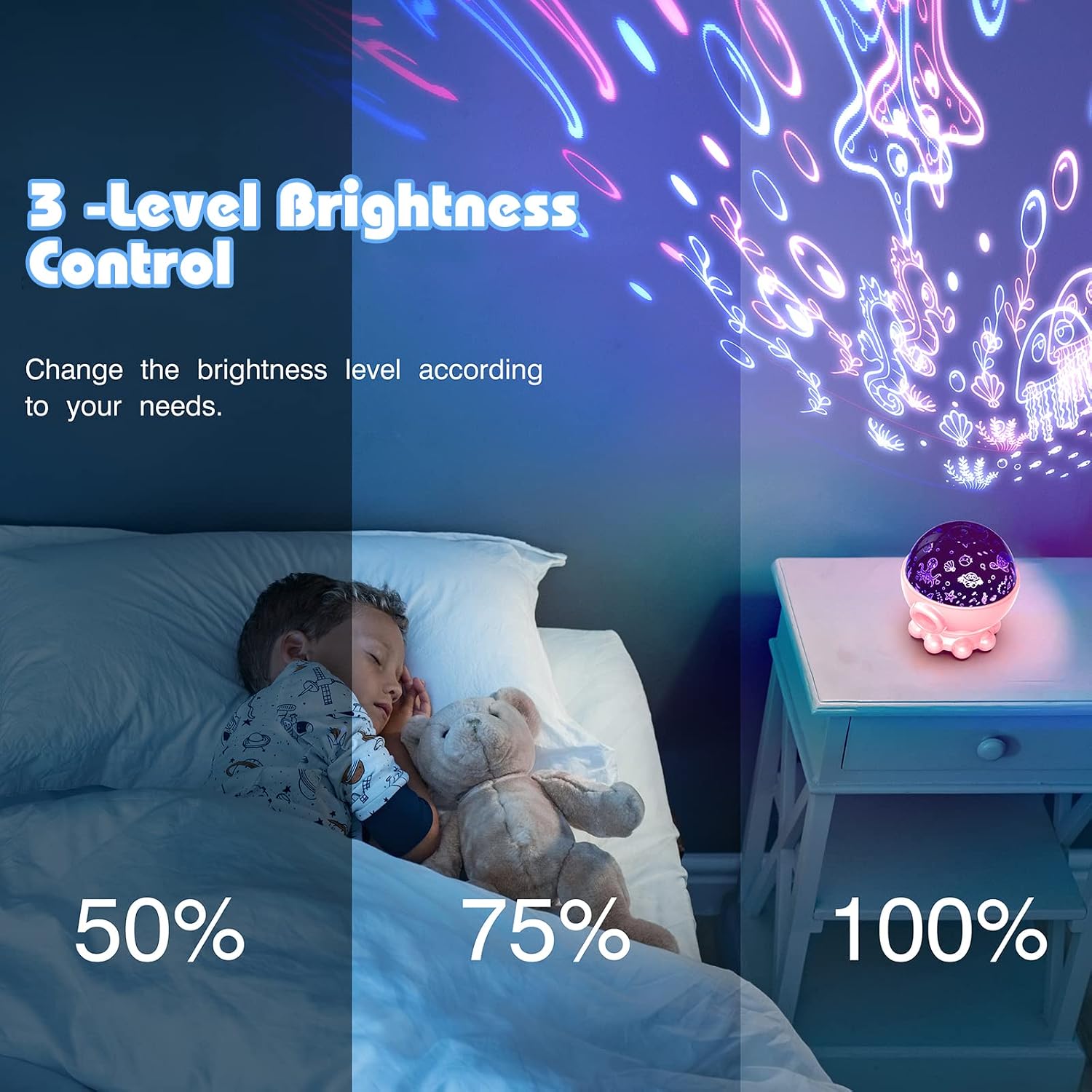 Night Light Projector,Ocean Star Night Light for Kids Room,Dinosaur Toys with 360° Rotation,Remote and Timer,3 Projection Films,17 Light Modes,9 Lullaby Songs,Birthday Christmas Gifts Kids Toys-Pink