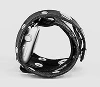 Vista 8 de stud Leather double wrap band strap compatible with Apple watch 38mm 40mm 41mm 42mm 44mm 45mm 46mm 49mm, Handmade UA 1090