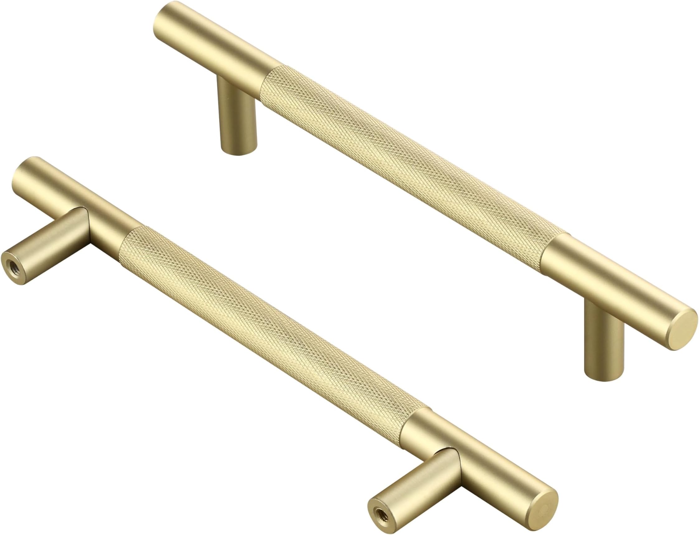 10 Pack Gold Cupboard Handles - 96mm Hole Spacing, 150mm Length