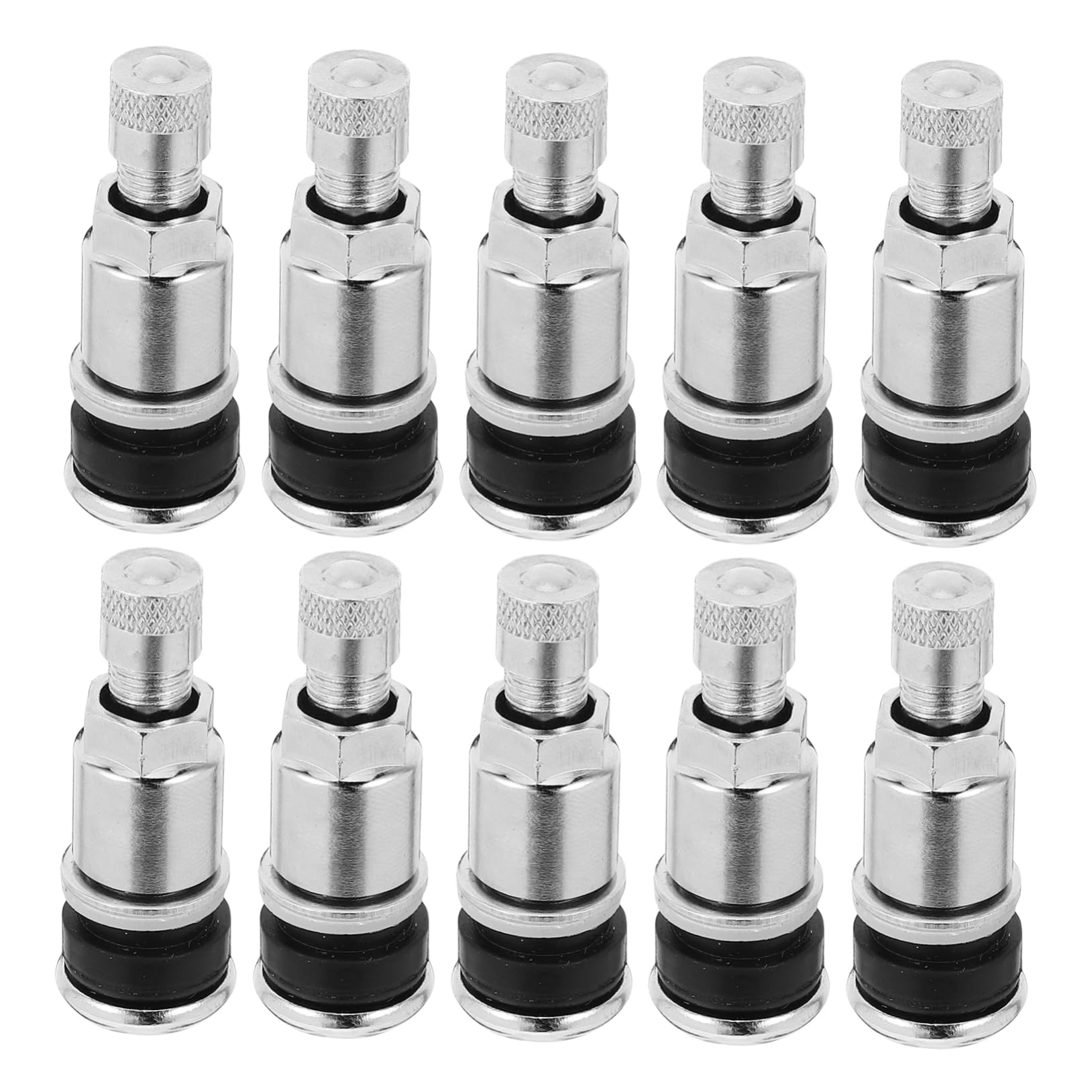 TOPBATHY Tiges de Valve de Pneu pour Voiture en Acier 45 Facile à Installer et Efficaces Bouchons Rayés Argentés Pack de 10 Pièces