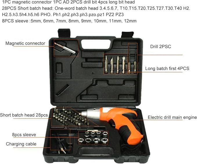 Taladro Atornillador Inalámbrico Recargable 3.6V Set 45 Piezas miniatura 9
