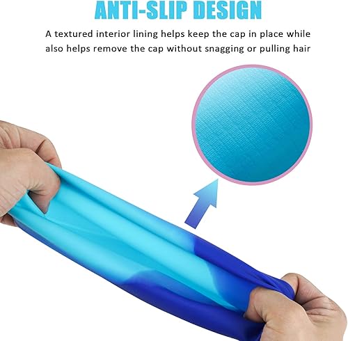 Miniatura 5 de Gorro de natación, paquete de 2 gorras de natación de silicona duradera para niños, niñas, jóvenes (2 a 12 años), suaves y ergonómicas 3D