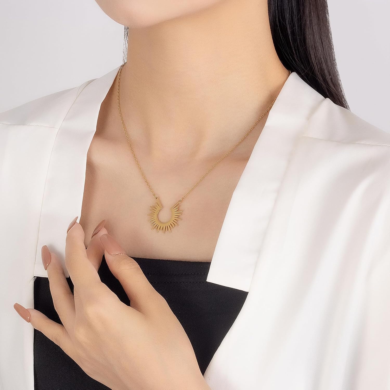 Sun and Moon Necklace | Sunburst Necklace 18K Gold Plated Sunburst Inspired Pendant Necklace Chic & Timeless - Image 4