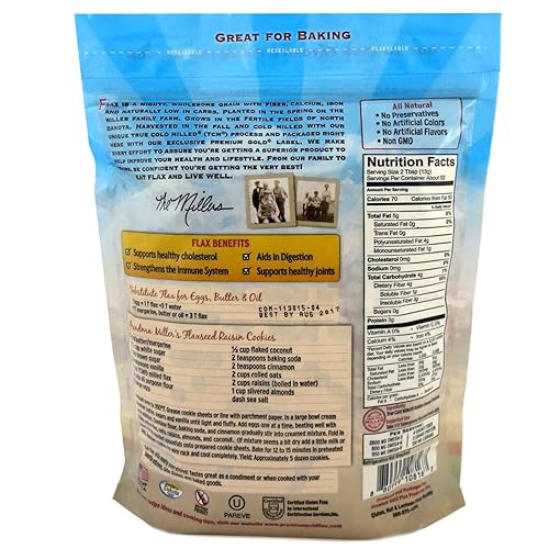 Miniatura 2 de Premium Gold Flax Products Inc Semilla de lino pre-molida molida True Cold Milled de 24 onzas