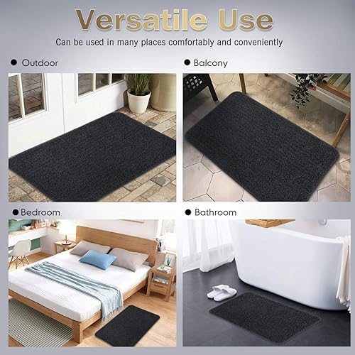 Vista 45 de ITSOFT Alfombra de poliéster antideslizante para puertas de interior y exterior, súper absorbente y lavable a máquina Beige