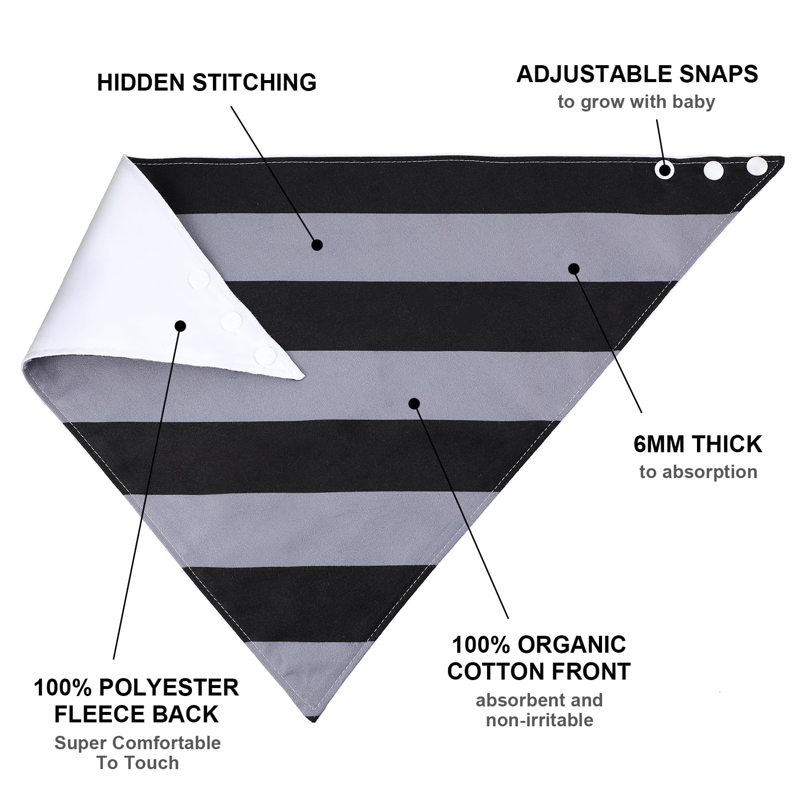 Janmercy Lot de 5 bavoirs bandanas pour adultes, doux, absorbants, imperméables, pour enfants à partir de 4 ans, adolescents, hommes et femmes