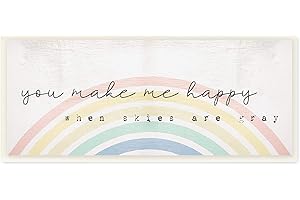 Stupell Industries You Make Me Happy Quote Rustic Rainbow Arches Wall Plaque