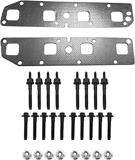 Exhaust Manifold Gasket Set + Bolt, Studs & Nuts Compatible With Dodge Ram 5.7L 2003-2008 For Chrysler Jeep Commander