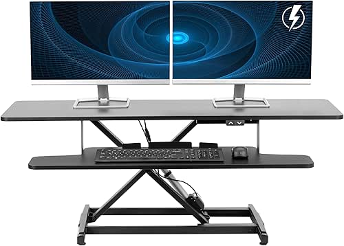 VIVO 47 inch Electric Motor Desk Converter, Height Adjustable Riser,