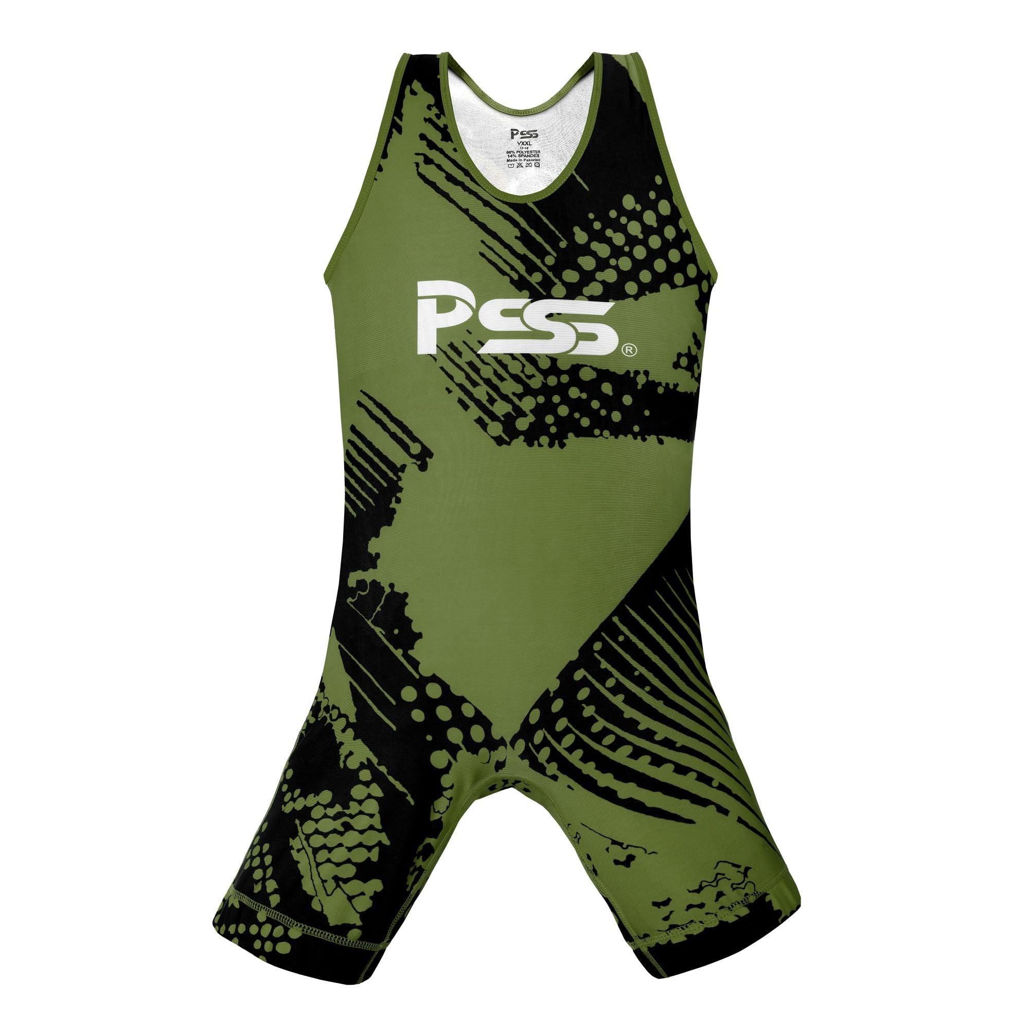 PSS kids Wrestling Singlet-Slim Fit Sport Bodysuit, Sleeveless Active Training Leotard-One Piece Breathable Athletic Supporter,Weightlifting Jumpsuit (Opaque Olive Green, 7-8 Years)
