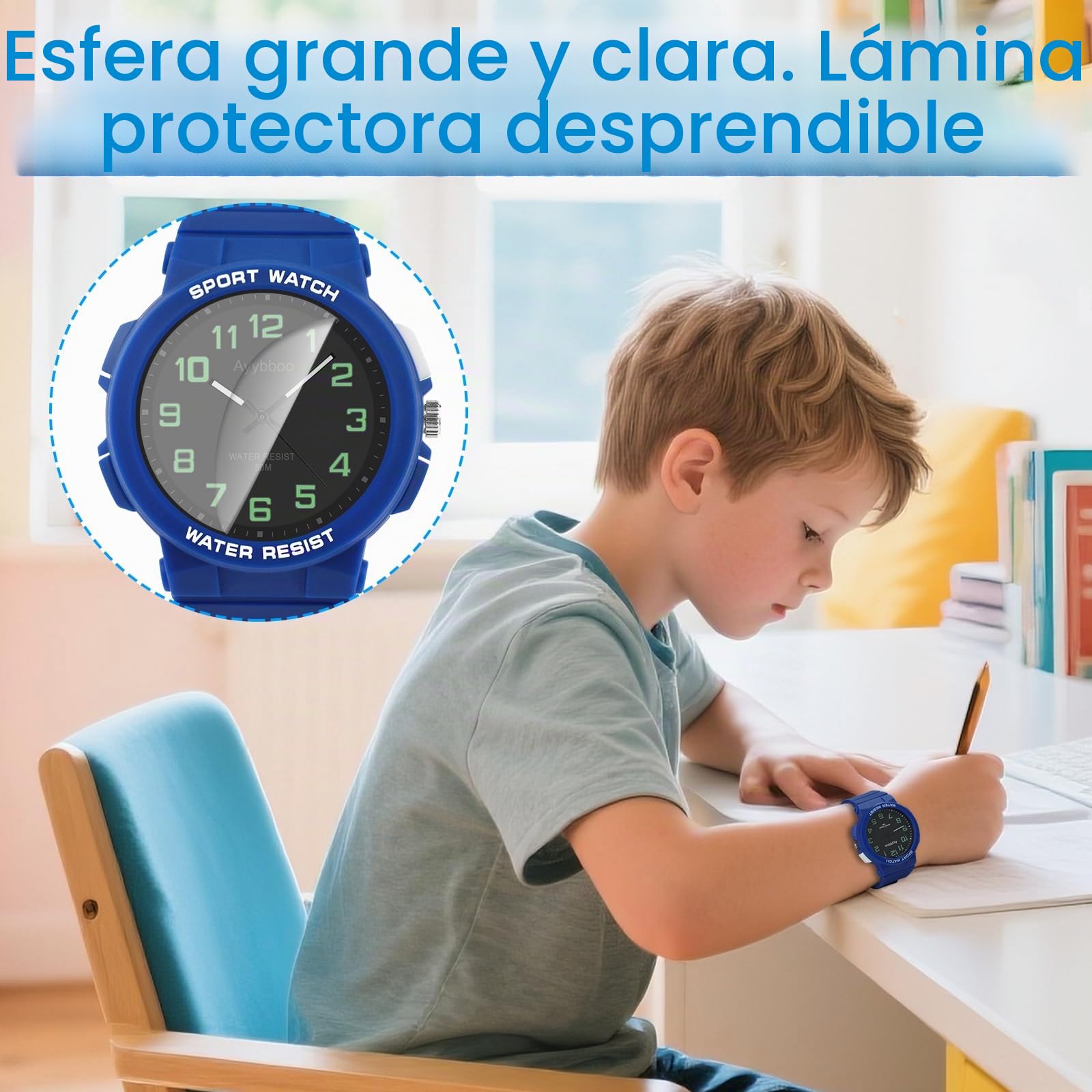 Reloj Analógico Niño Cuarzo Resistente Agua 50M Luz Regalo Niños 4-16 Años
