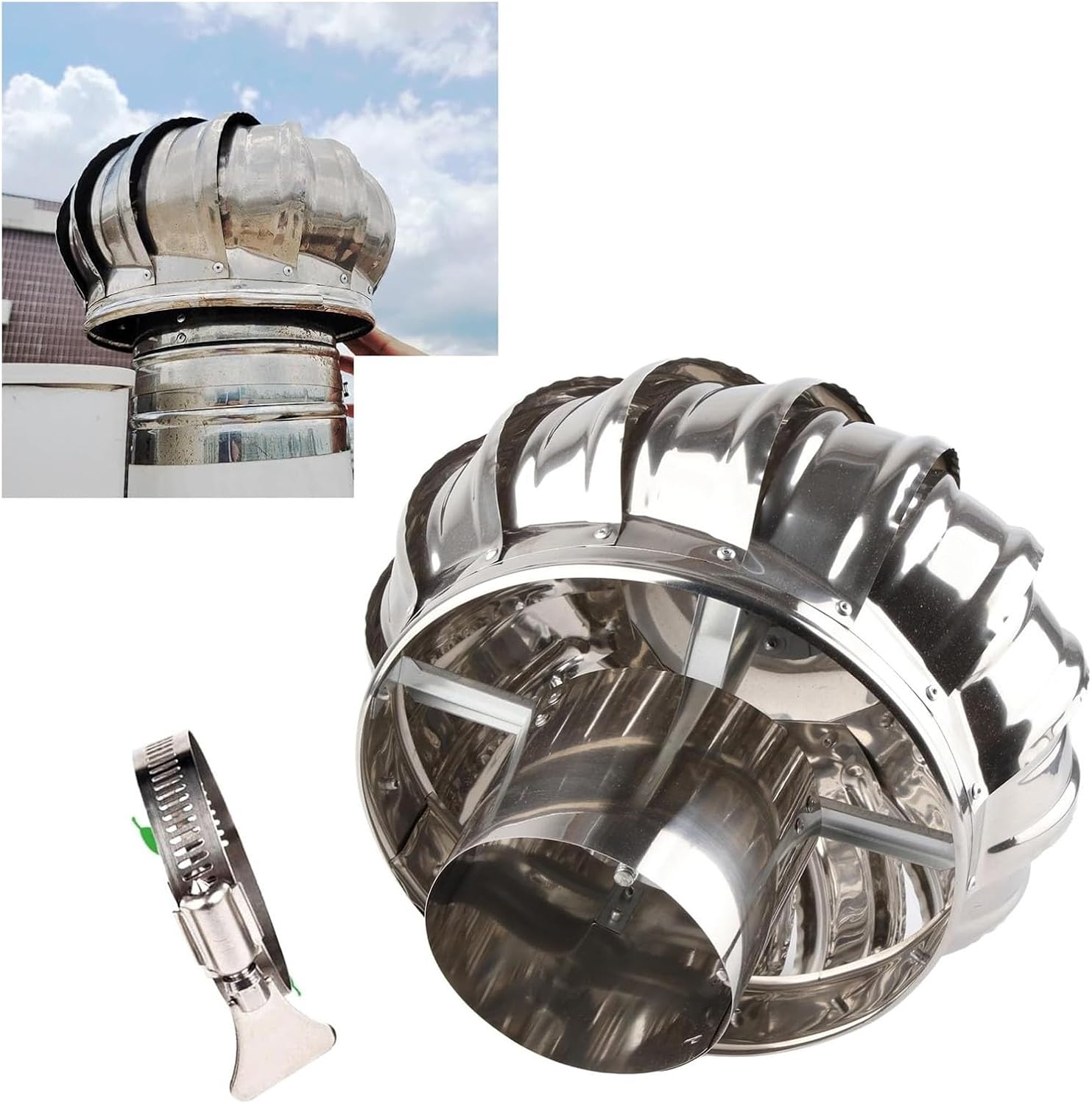 Industrial Scientific Rotating Roofing Wind Turbine, 400 mm / 16 in,Wind Turbines Attic Air Vent Ventilating, for Houses Factory Attic Farm Leak Proof Vent Cap Fan