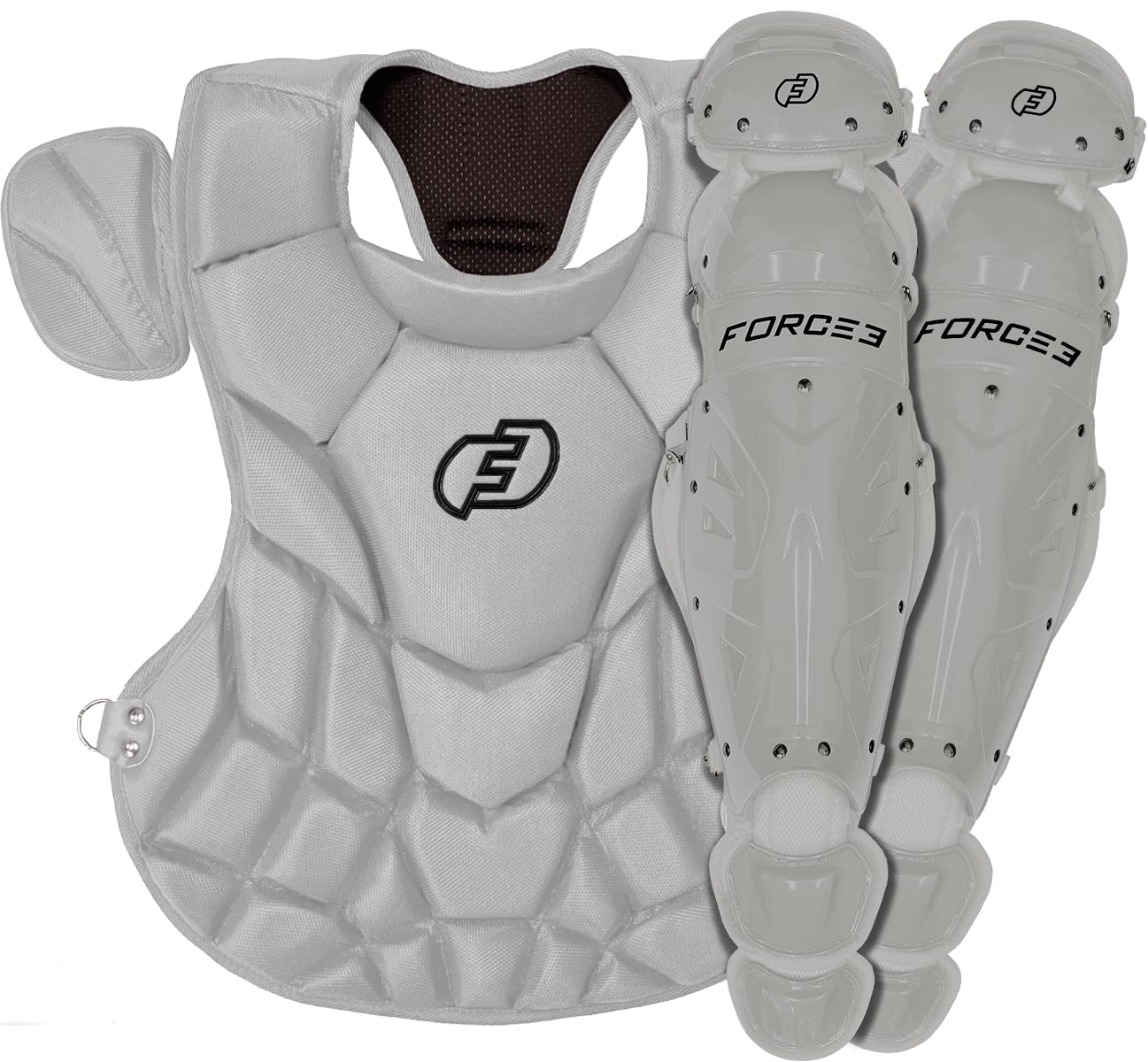 FORCE3 Defender Chest Protector and Leg Guards | Chest Meets NOCSAE (Gray/Gray, Adult)