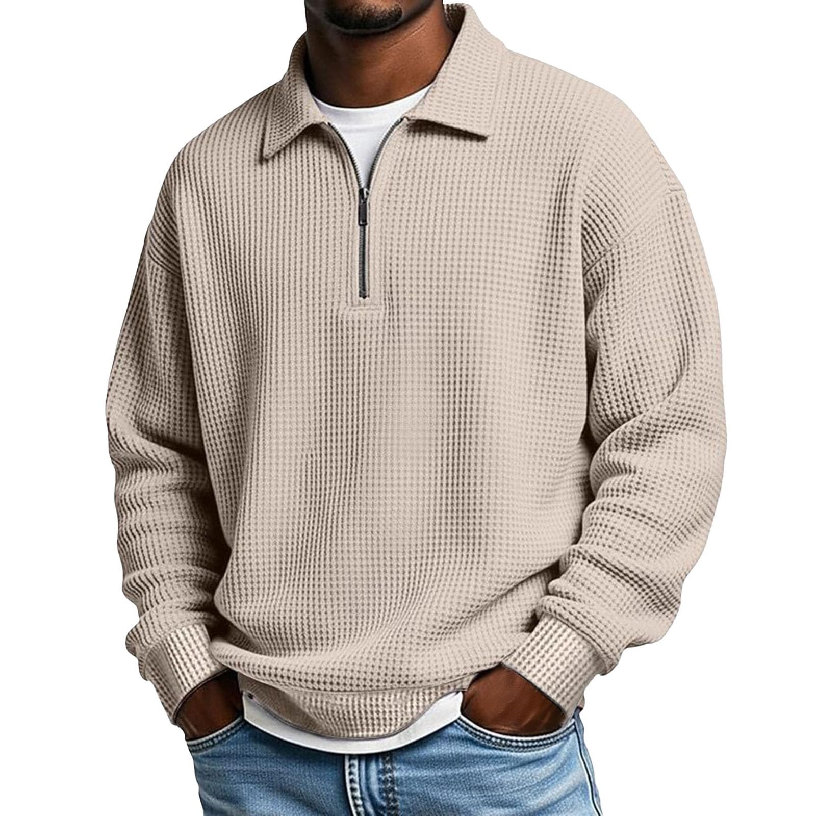 Pull en tricot léger avec fermeture éclair décontracté et confortable - 5