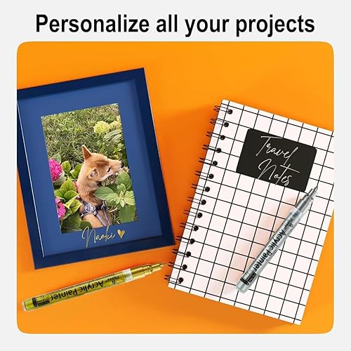 Miniatura 3 de VHEONET Bolígrafos de pintura acrílica, paquete de 12 (3 negro, 3 blanco, 3 dorados, 3 plata), 0.118in, marcadores de pintura permanentes,