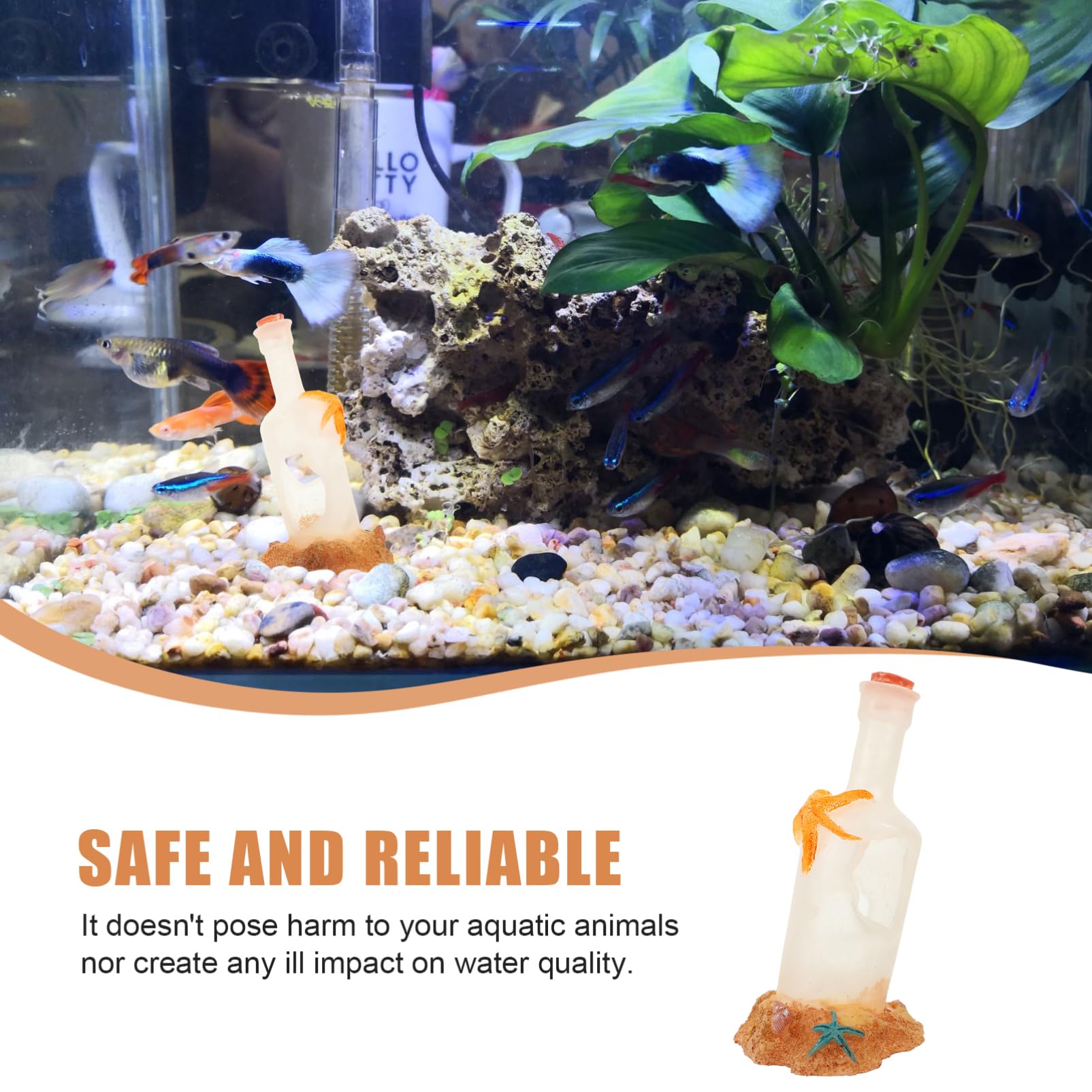 Happyyami 5piezas Figurita Decorativa De Acuario Botella Simulada Adorno Acuático De Resina para Peceras y Decoración Submarina Accesorio Artístico para Tanques De Peces