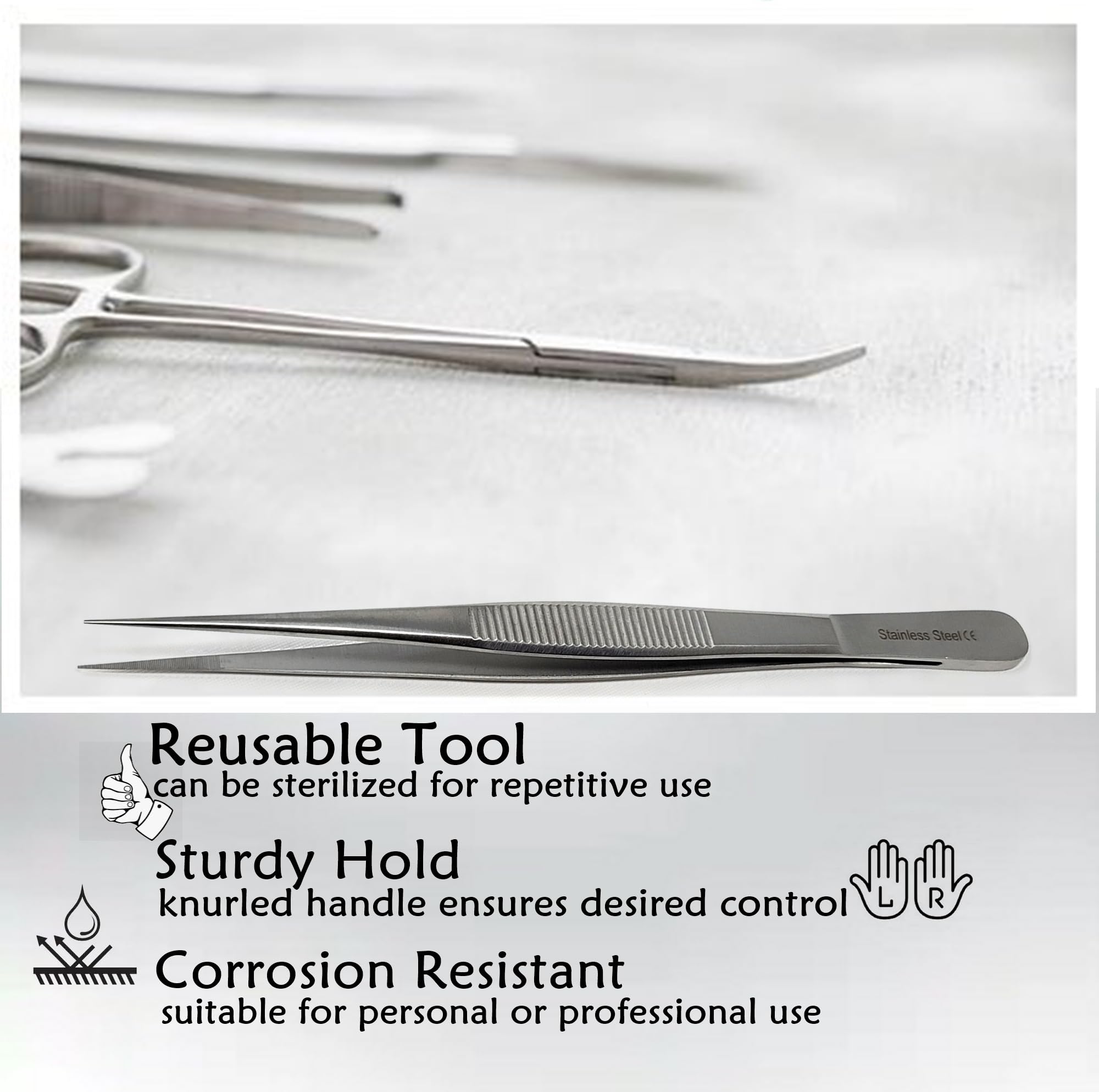 Precision Serrated Tweezers Multifunction Lab Forceps Made of