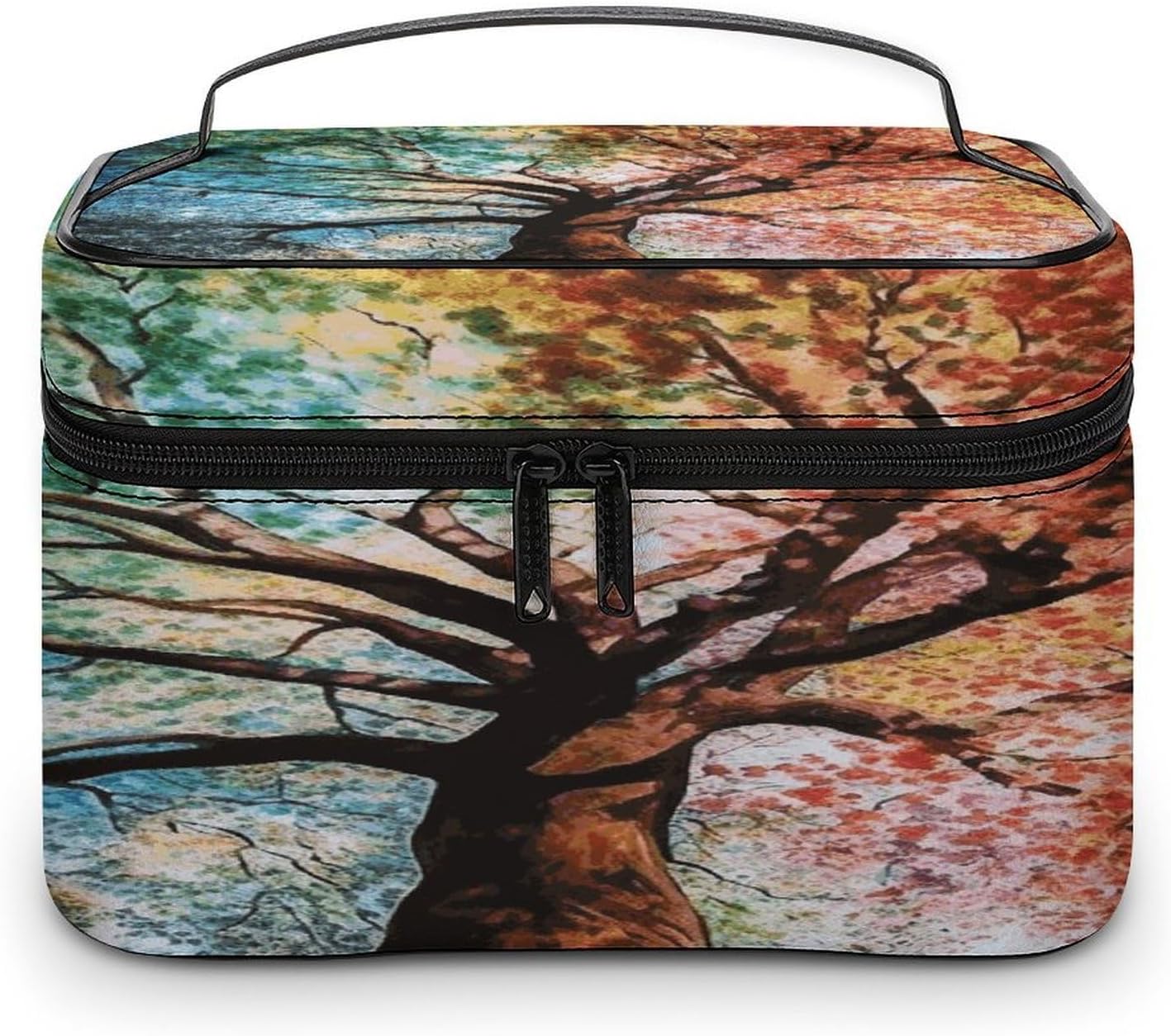 Colorful Tree Toiletry Bag for Men Women Travel Makeup Bags Portable Waterproof Bathroom Shower Bags with Zipper Handle Large Makeup Pouch Cute Leather Cosmetic Bag