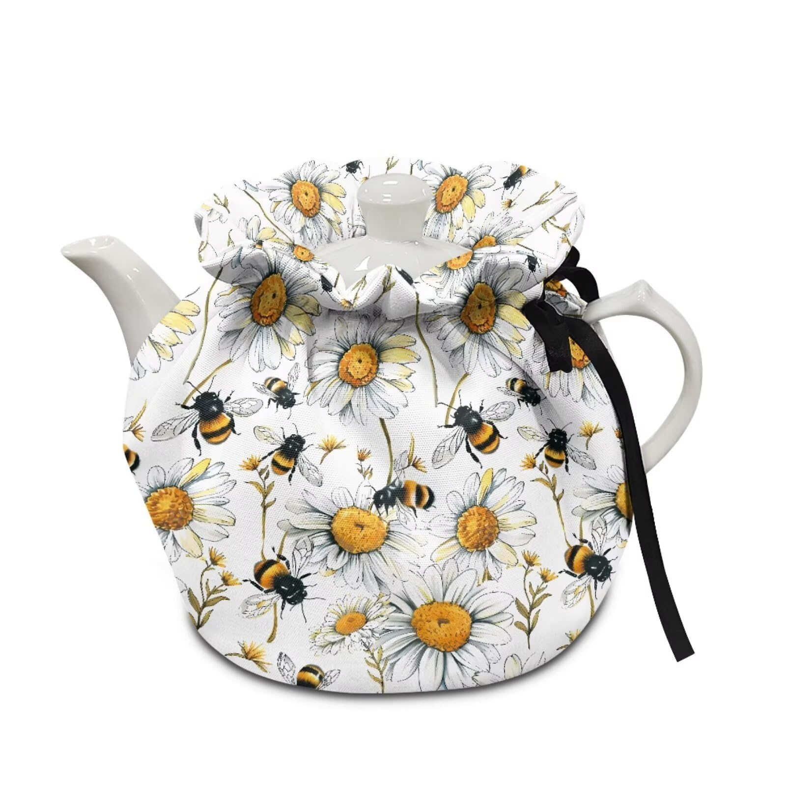 Urndoeng Teapot Thermic Cover Flower and Bee PrintTea Cosy For Teapot Insulated For Protecting Kettle Coffee Pot Ideal To Keep Warm At Breakfast Kitchen And Coffee Table Decorations — image 1
