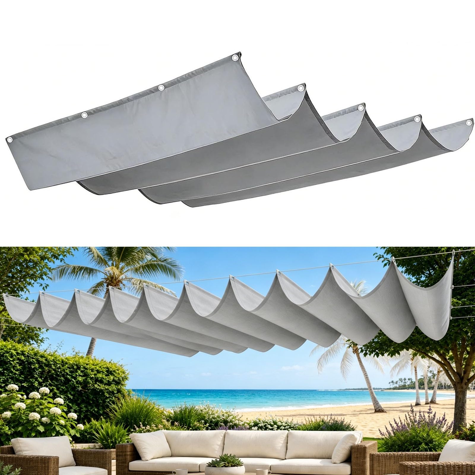 Voile d'ombrage vague rétractable contre le vent et la chaleur du soleil