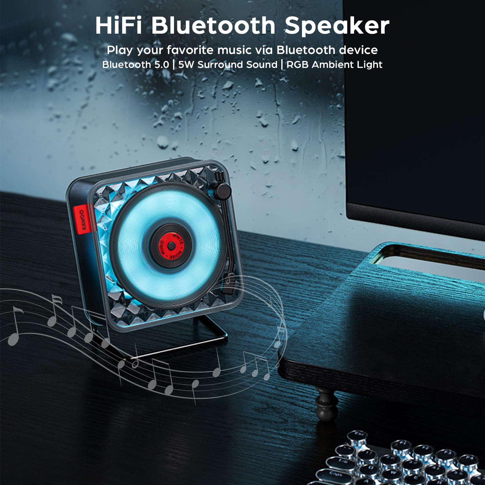 Haut-parleur Bluetooth Sans Fil Vintage Avec Affichage De L'heure, Vinyle Ondulé, Design De Lecteur De Disques, Prend En Charge TF, AUX, Rétro