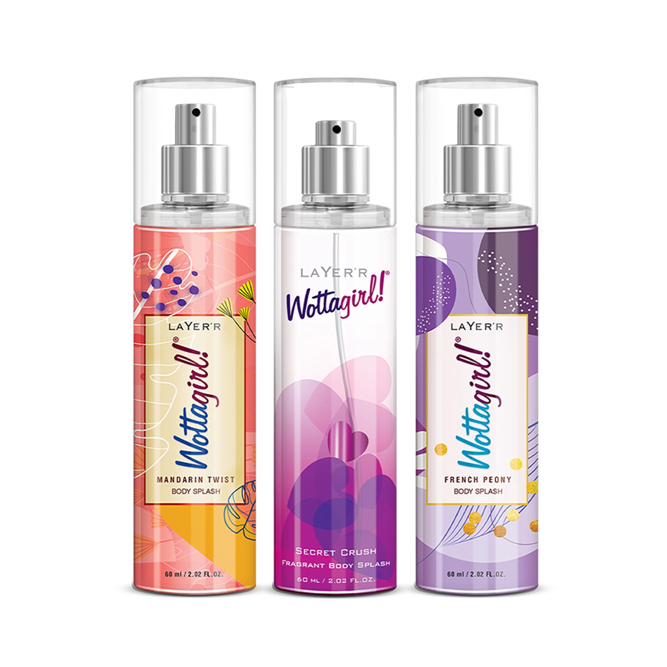 Layer'r Wottagirl Body Splash Combo Pack Of 3 Mandarin Twist 60 Ml, French Peony 60 Ml And Secret Crush 60 Ml, Spray, Women-image-7