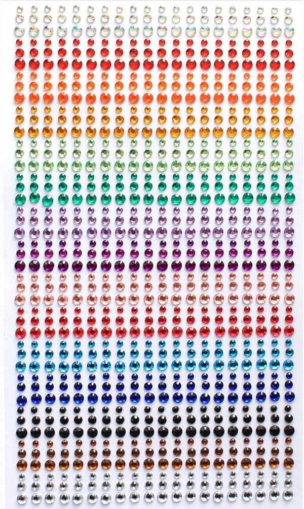Crystal Rhinestone Stickers,Self Adhesive Jewel Stickers, Bling Gems for Crafts, Stick on Gems for Makeup, DIY, Eye, Nail, Assorted Sizes (900 PCS)