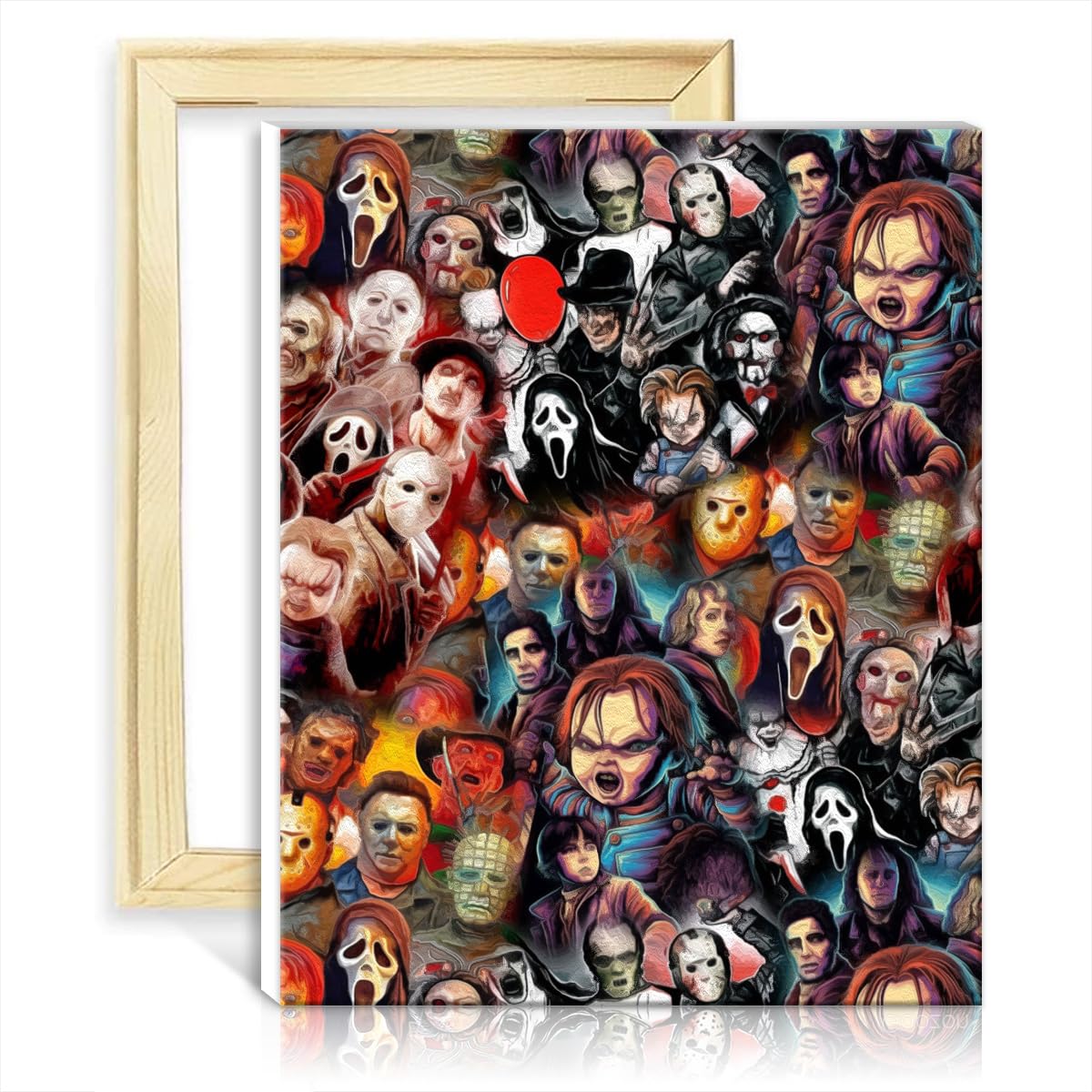 TANGFEIY Canvas Oil Painting Horror Monster Adult DIY Oil Painting with Brushes and Acrylic Pigment on Canvas Number Painting Wall Art with Frame(40x50cm)