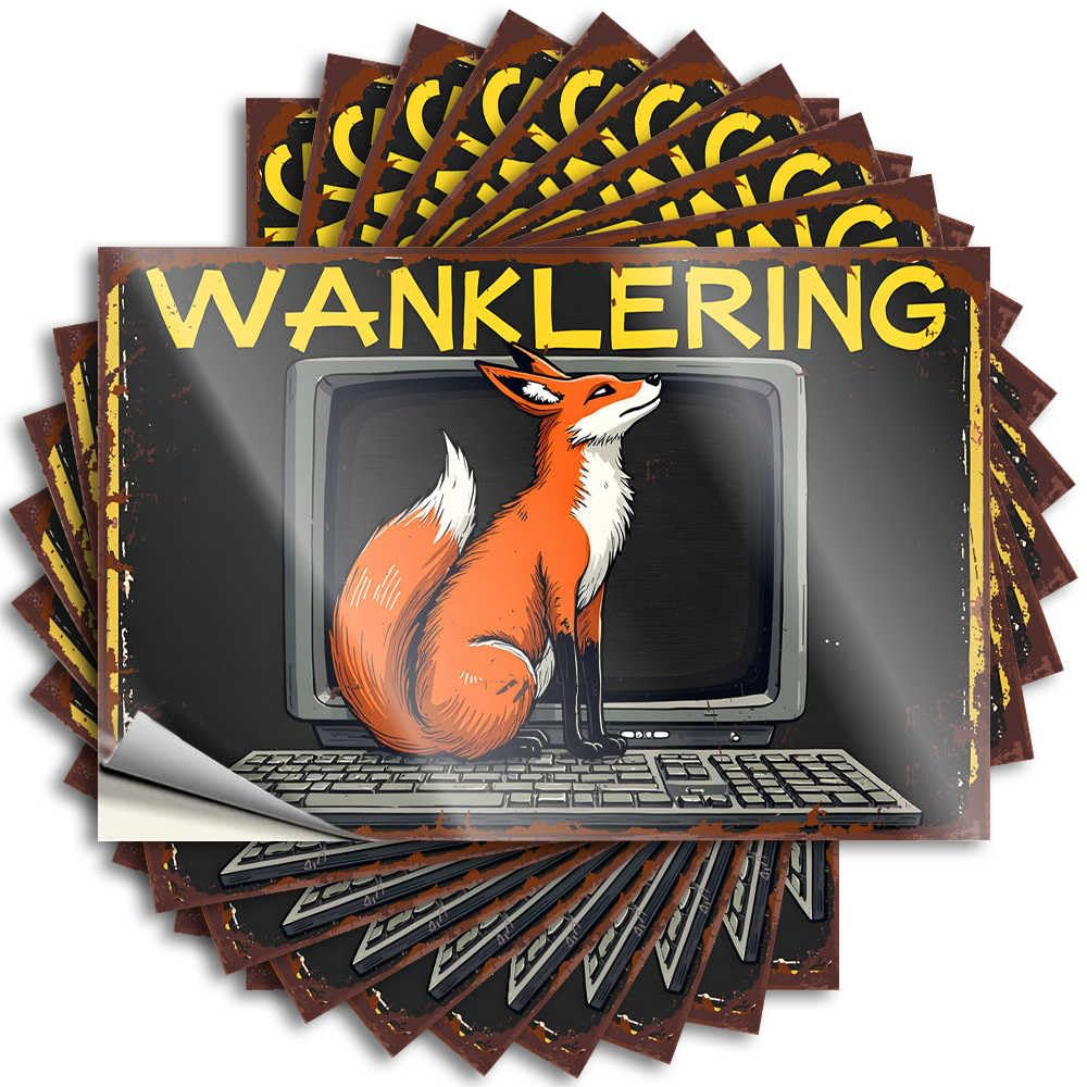 Sticker Small Room Decor | Feminist Tumbler Fox Sitting On Keyboard in Front of Old Tv Screen for Boss(12X18CM)