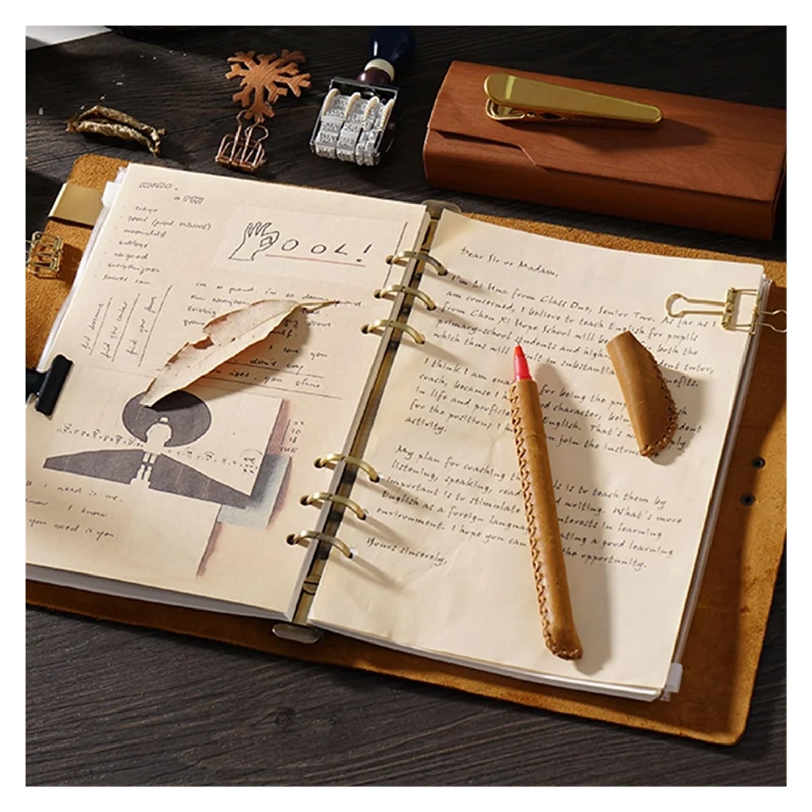 Carnet de notes Carnet de notes en cuir véritable, couverture A5, à feuilles mobiles, carnet de voyage, carnet de croquis fait à la main, 192 Pages, planificateur remplaçable(Deep brown,Kraft paper)