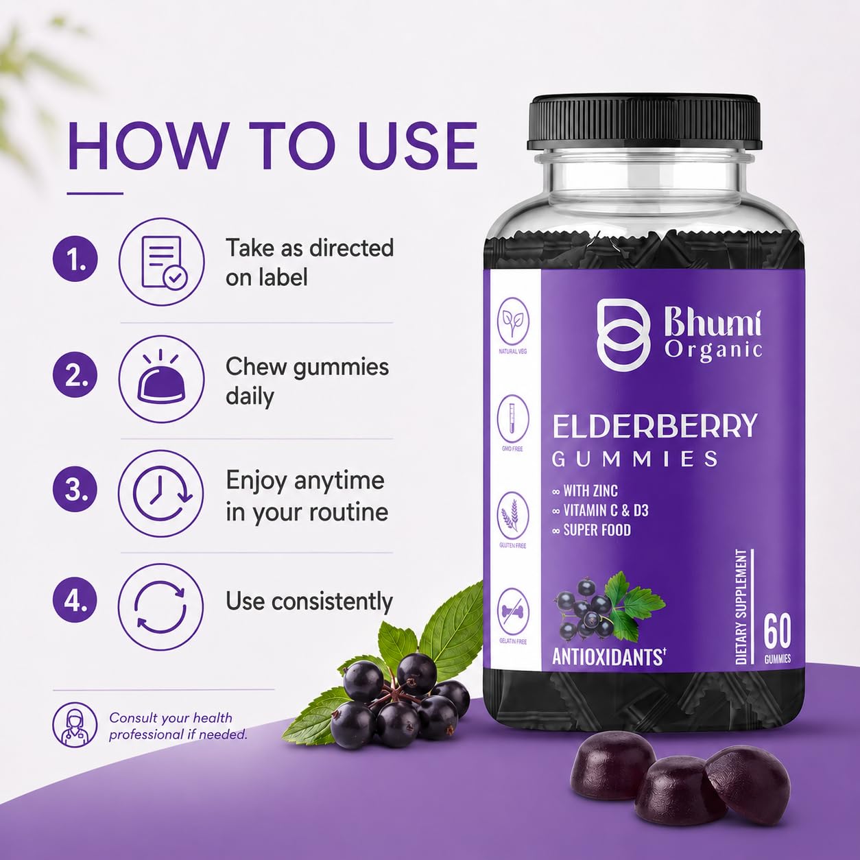 Elderberry Gummies, 60 Count, Berry Flavored — Amazon image 9
