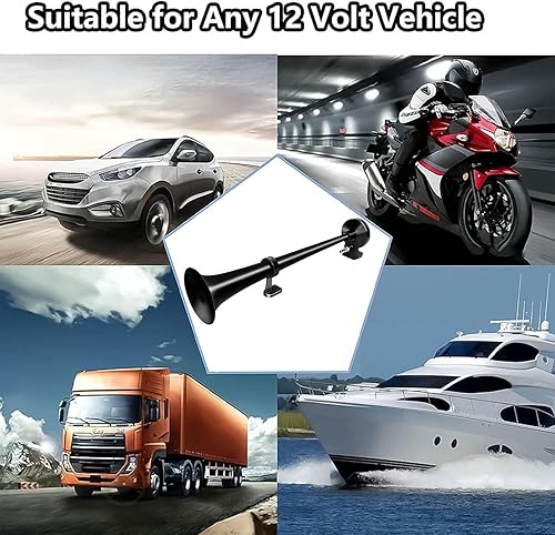 Miniatura 6 de Horn Kit, 12V 150db Car Air Horn Super Loud 2 Trumpet Train Horn Kit with Compressor for Trucks Lorrys Trains Boats Jeep SUV or Vans