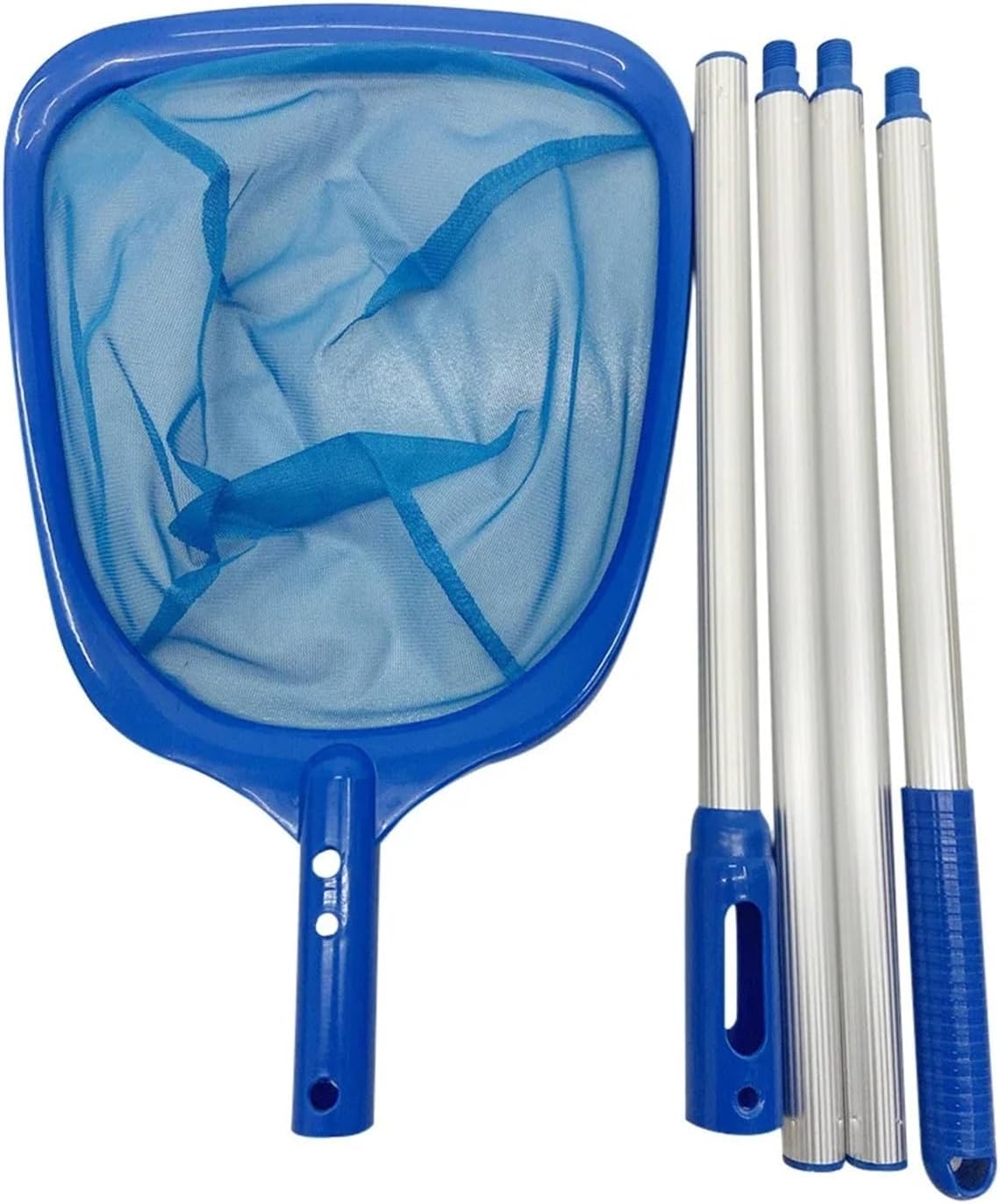 Telescopic Swimming Pool Leaf Skimmer Net, Detachable Durable Multifunctional Debris Cleaning Tool Accessories for Pool Spa Pond(Fishing Barrel Rod)