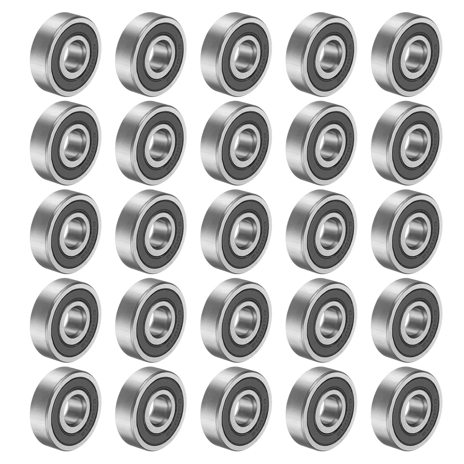 uxcell 50pcs 6200RS Deep Groove Ball Bearings 10 x 30 x 9mm High Carbon Steel Double Sealed Bearings C3 Clearance Grade for Electric Motor, Home Appliances, Garden Machinery, Silver
