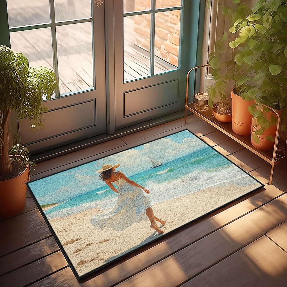 Tapis de bienvenue bord de mer 65x90 paillasson salle de jeux et chambre