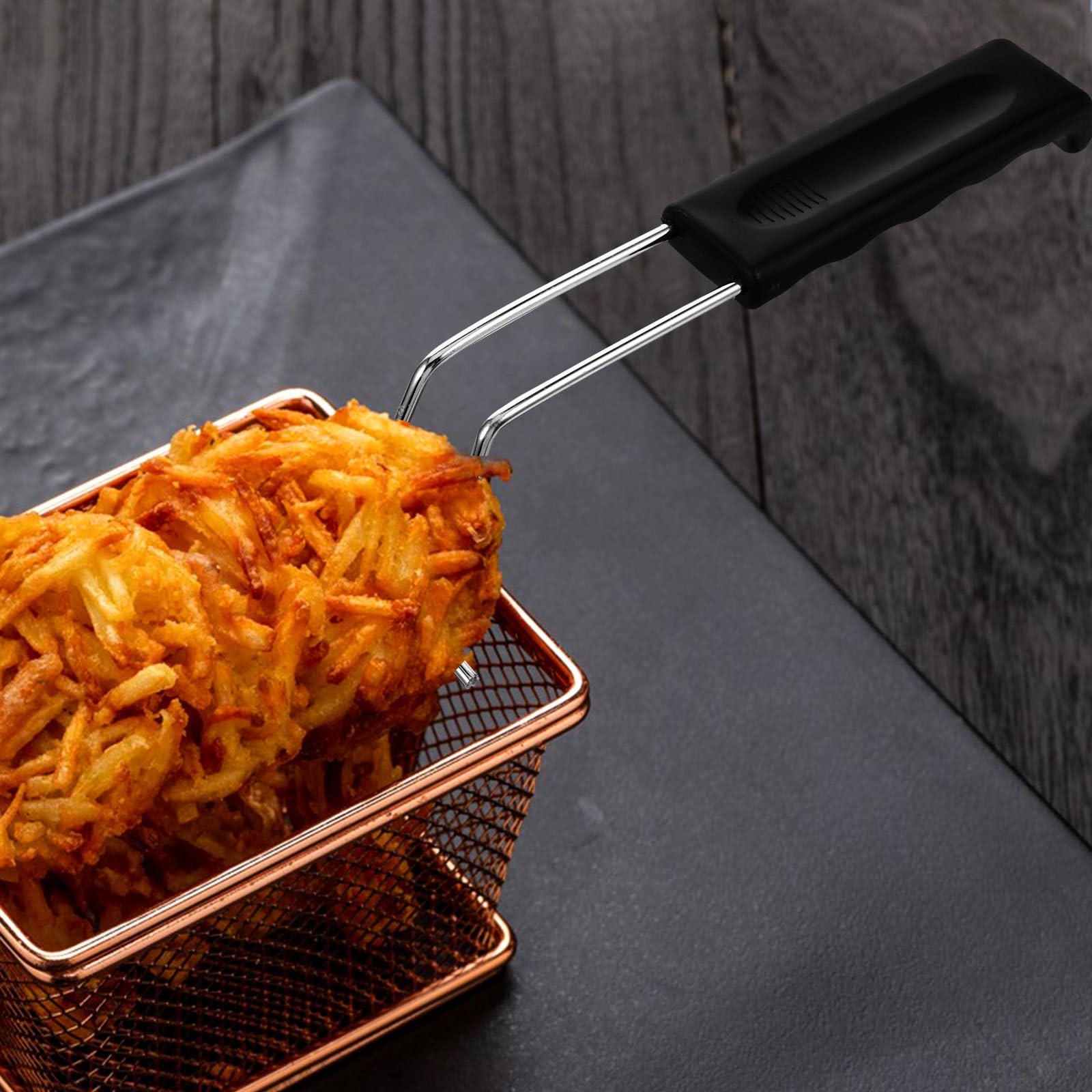 Manico di Ricambio per Cestello per Friggere da 3 Pezzi: Manico Antiscivolo per Friggitrice, Facile da Impugnare, Cestello in Metallo Resistente Al Calore, Parte per Friggitrice per Cucina
