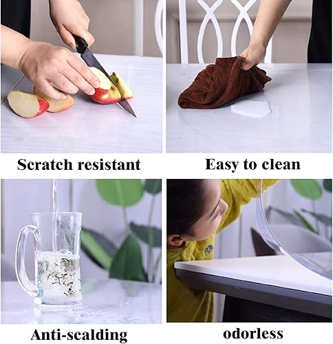 Miniatura 5 de ZHANGQINGXIU - Protector transparente para mesa de café, mesa de comedor, escritorio, 0.063in, plástico, 20 tamaños (color transparente, tamaño 27.6