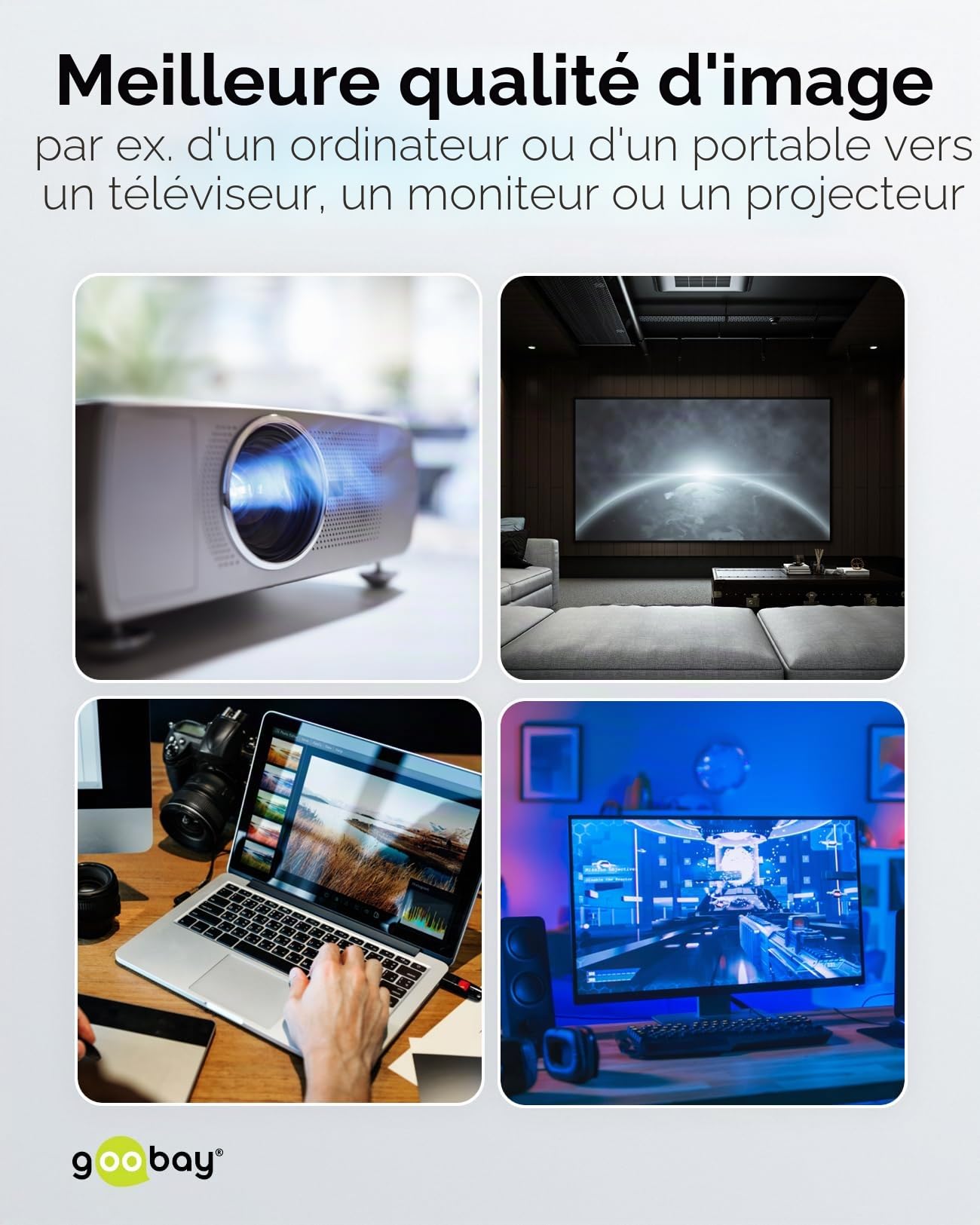 goobay 64848 - Câble DisplayPort 2.0 vers HDMI 2.1 8 K @ 60 Hz - Câble de connexion DP vers HDMI - Câble haute vitesse 4 K @ 144 Hz - 5 m
