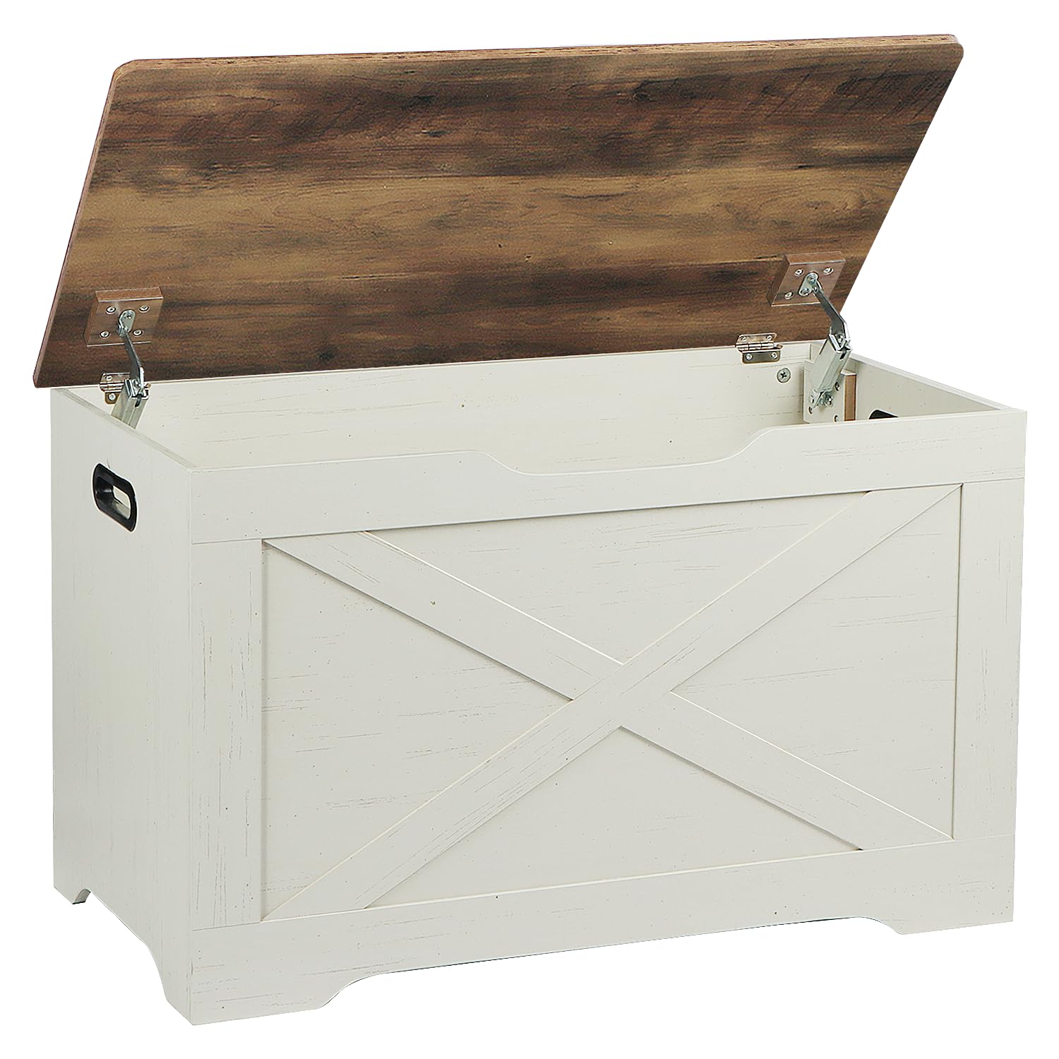 Timberer Storage Chest, Wooden Storage Bench, Entryway Shoes Bench with 2 Safety Hinges, for Living Room, Bedroom, 15.7 x 31.5 x 18.9 Inches, Brown