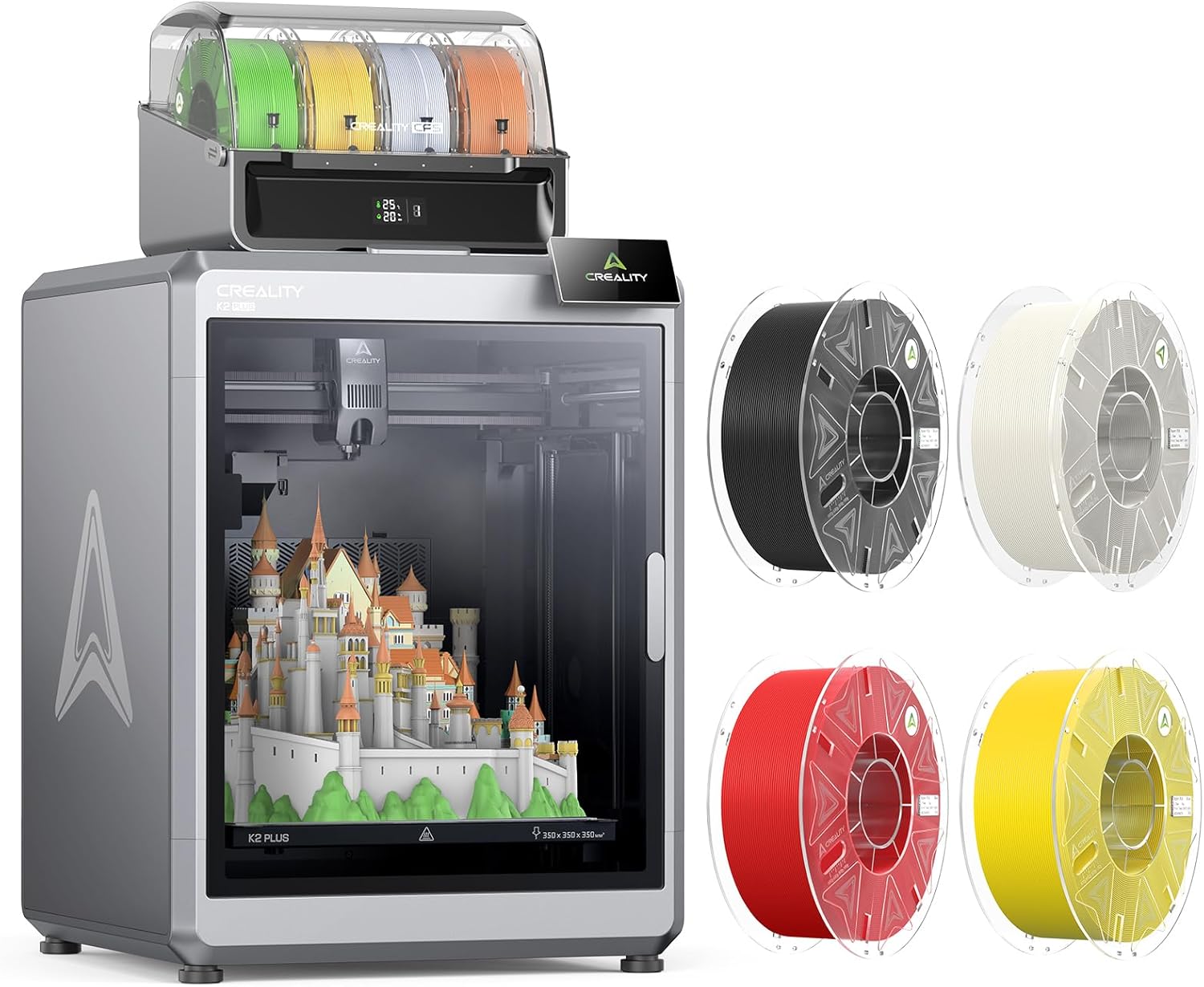 Creality K2 Plus Combo Bundle Hyper PLA Reid Filament 1KG*4,Color White Black Red Yellow