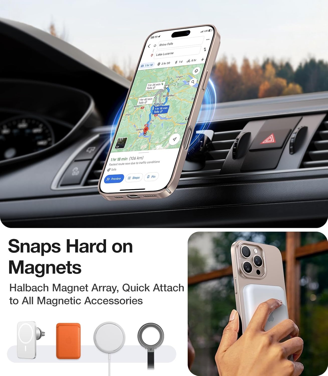 TORRAS Magnetic Slim Fit for iPhone 16 Pro Max Case with Stand, Compatible with MagSafe, Built-in Stash Stand, Thin 16 ProMax Case, Light Anti-Scratch Matte Hard PC 6.9 inch, Desert Titanium