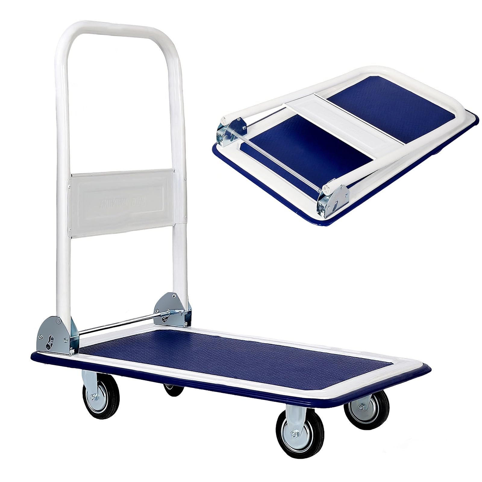 SOARS Chariot à Plateforme, Chariot Pliable à Roulette, 150 KG (Bleu+Blanc)