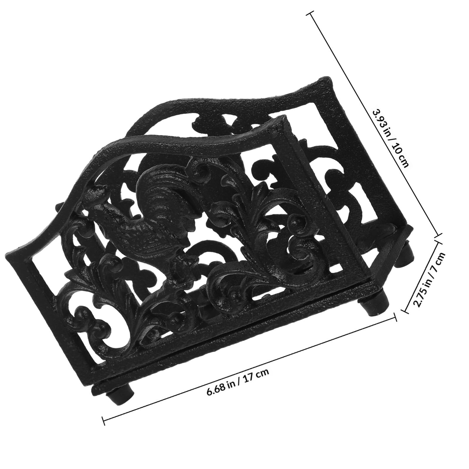BESPORTBLE Porte-Serviettes Support Serviettes en Papier Noir Rétro Design Floral Découpé en Fer Forgé Haute Résistance pour Maison et Cafés