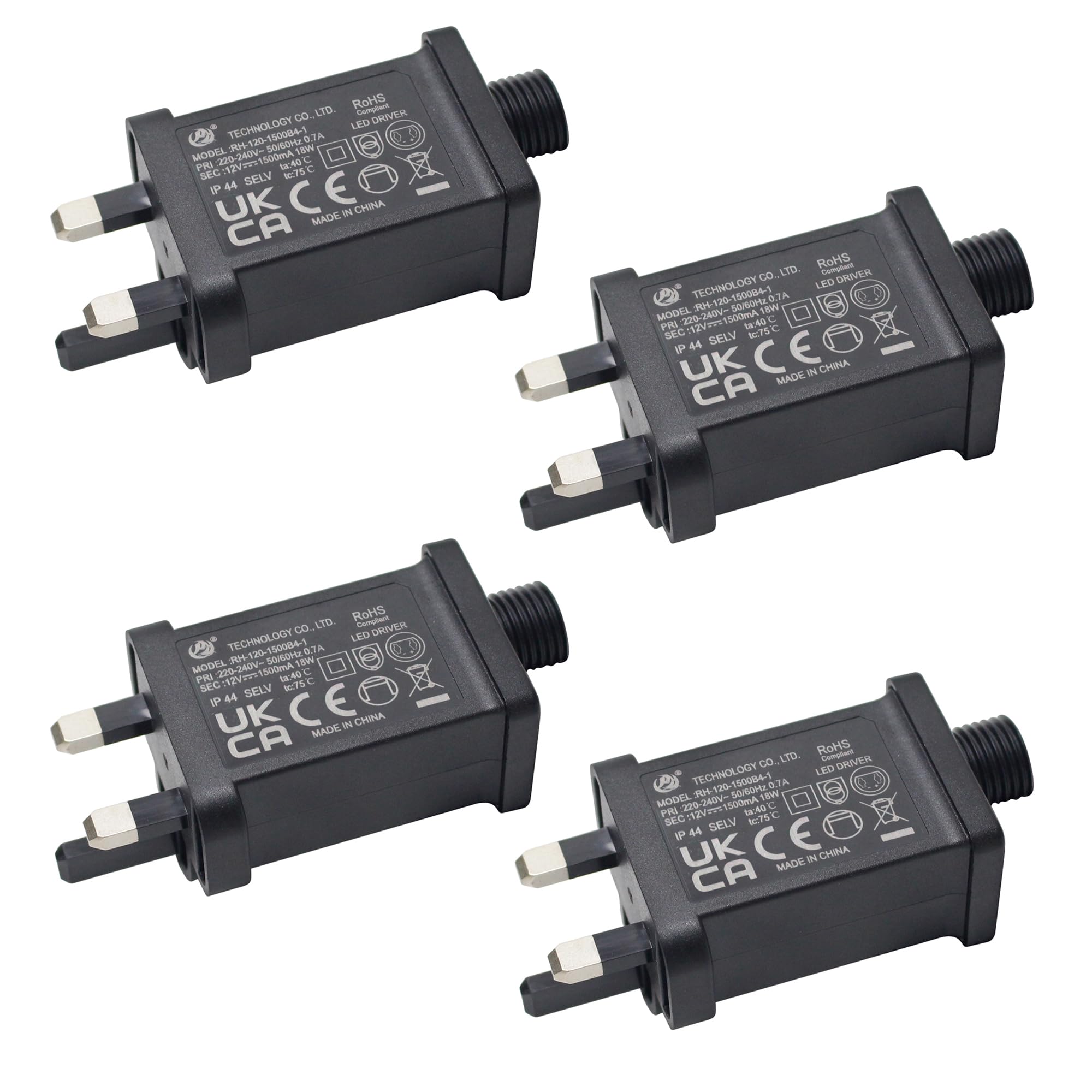 BEISHIDA 12V 1500mA Class 2 Power Supply Adapter,IP44 LED Transformer Replacement for String Light/Inflatable Device/Holiday Christmas Lights, 4pack