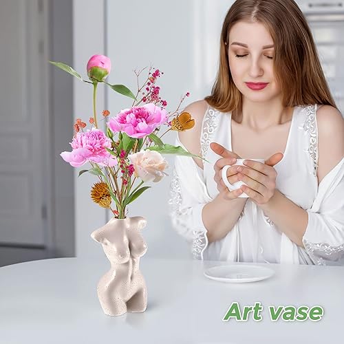 Miniatura 5 de Jarrón de cuerpo con forma femenina, jarrón de flores con forma femenina, lindo florero de flores, jarrón blanco, decoración moderna y elegante para